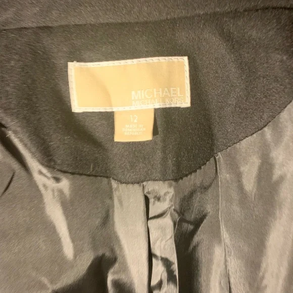 Michael Kors Elegant Black Hooded Trench Coat with Gold Accents (item#d10001) - Picture 11 of 12